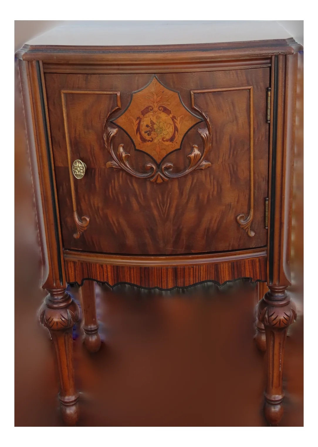 Jacobean Early 1900s Inlay Tall Nightstand End Side 6609 — Furniture — resale