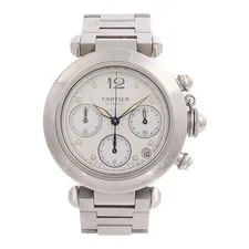 Cartier Pasha C Chronograph W31039M7 Automatic Stainless Steel White 2