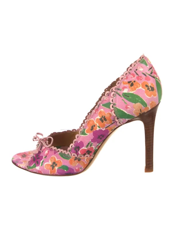 Valentino — Floral Print Slingback — Designer Shoe — resale