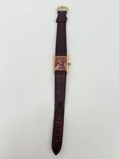 A+++ Cartier Must de Vermeil Tank Quartz Swiss Burgundy Gold 2