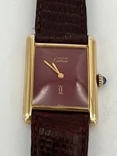 A+++ Cartier Must de Vermeil Tank Quartz Swiss Burgundy Gold 3