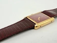 A+++ Cartier Must de Vermeil Tank Quartz Swiss Burgundy Gold 4