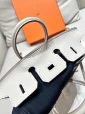 Auth Hermès Birkin 25 Perle Top Handle 4