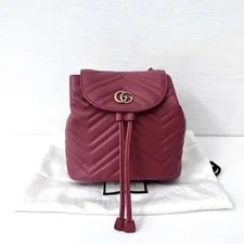 Gucci — Gucci GG Marmont Mini Bucket Backpack Chevron Quilt Antique — Handbag — resale