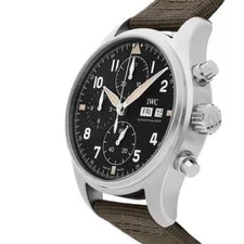 IWC Pilot's Chronograph Spitfire SS Auto 41mm Black Dial Strap IW3879-01 2