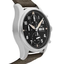 IWC Pilot's Chronograph Spitfire SS Auto 41mm Black Dial Strap IW3879-01 3