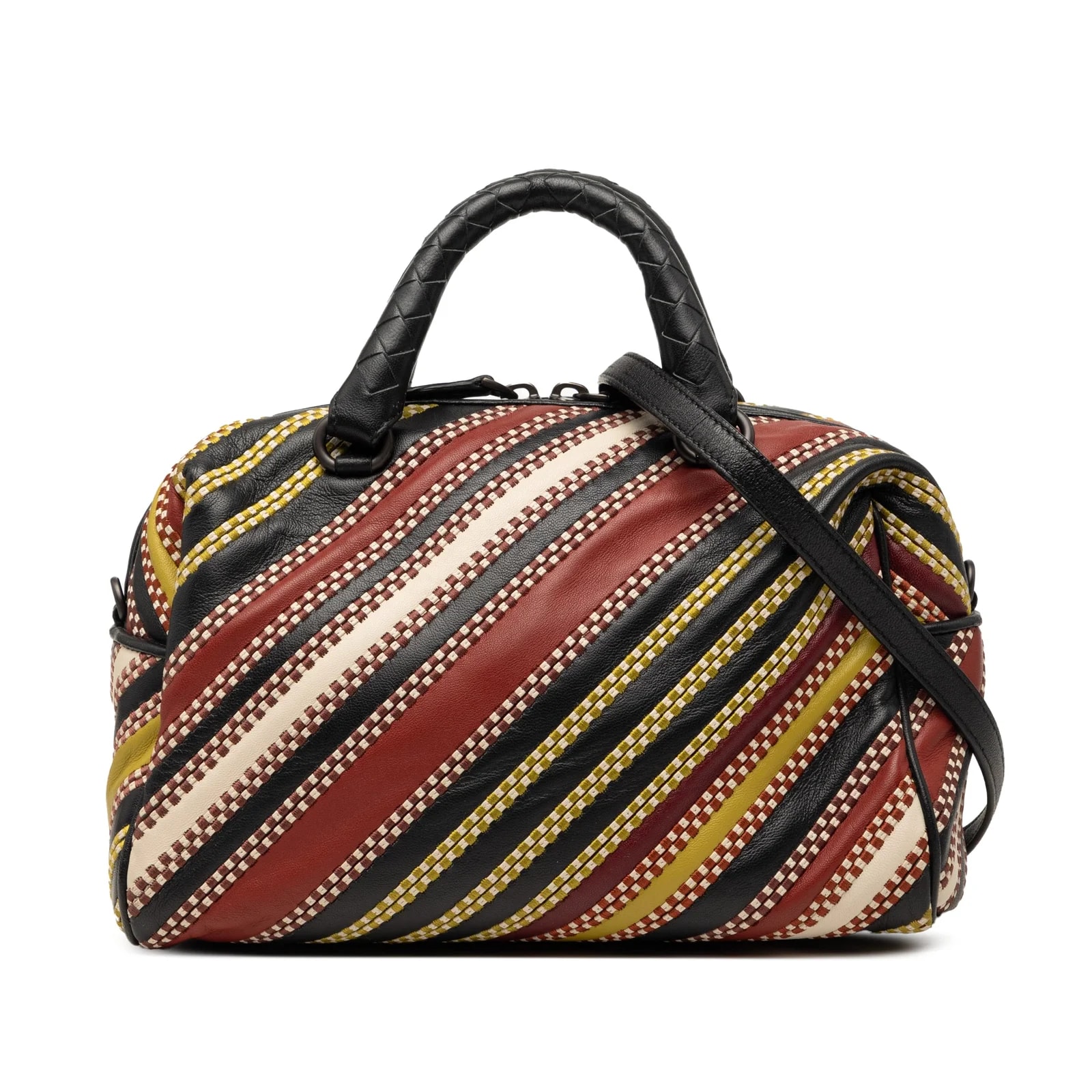 Bottega Veneta — Diagonal Stripe Boston — Handbag — resale
