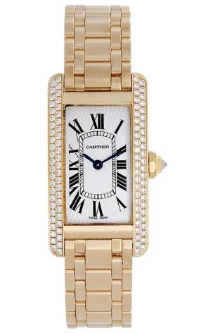 Worldofluxuryus — Cartier Tank Américaine 18K Yellow Gold & Diamonds Lady's — Watch — resale