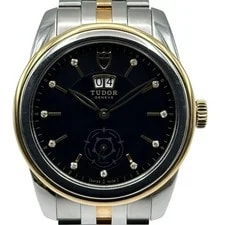 Tudor — Tudor Glamour Double Date 57003 Black Gold Stainless Steel Automatic — Watch — resale