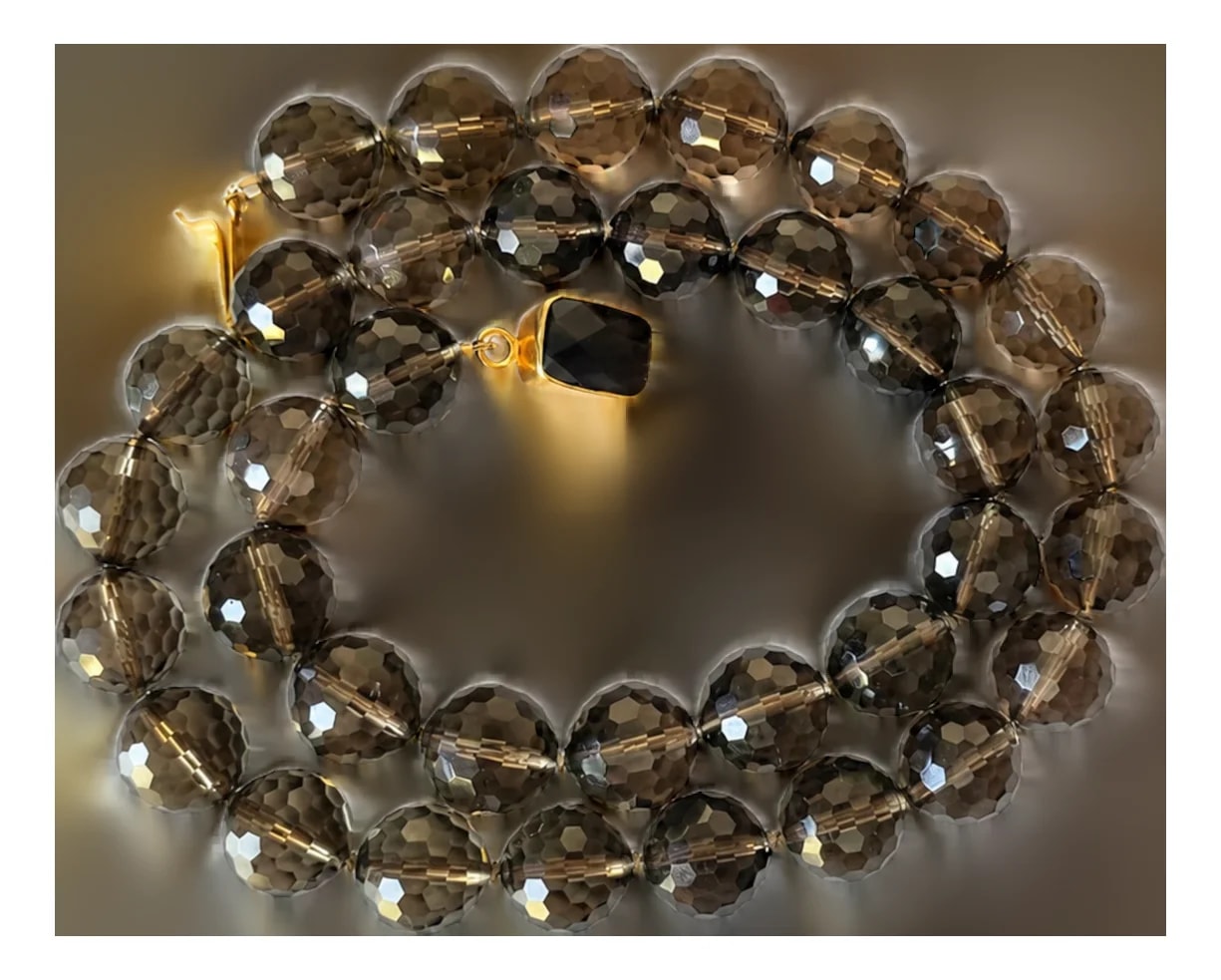 Art Deco Smoky Quartz Beaded With Quartz Clasp — Jewelry — resale