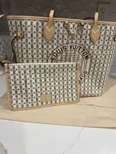 NEW Louis Vuitton Neverfull Stripe Stamp Nude 4