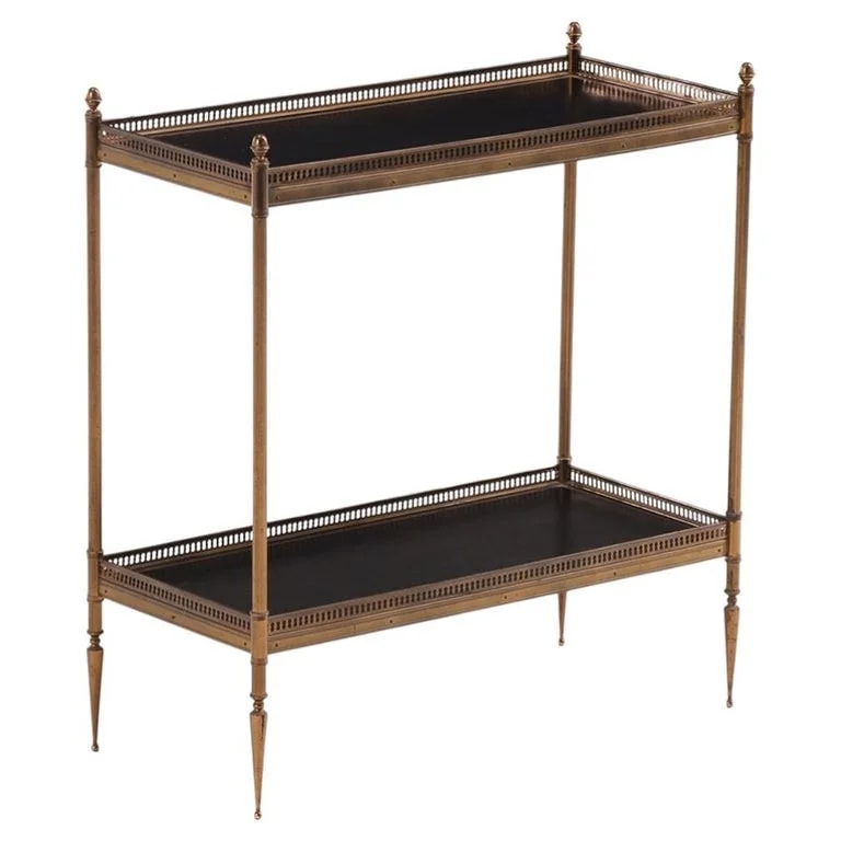 Maison Jansen — French Leather and Brass Two-Tier in the Manner of Maison Jansen, C. 1950 — Furniture — resale