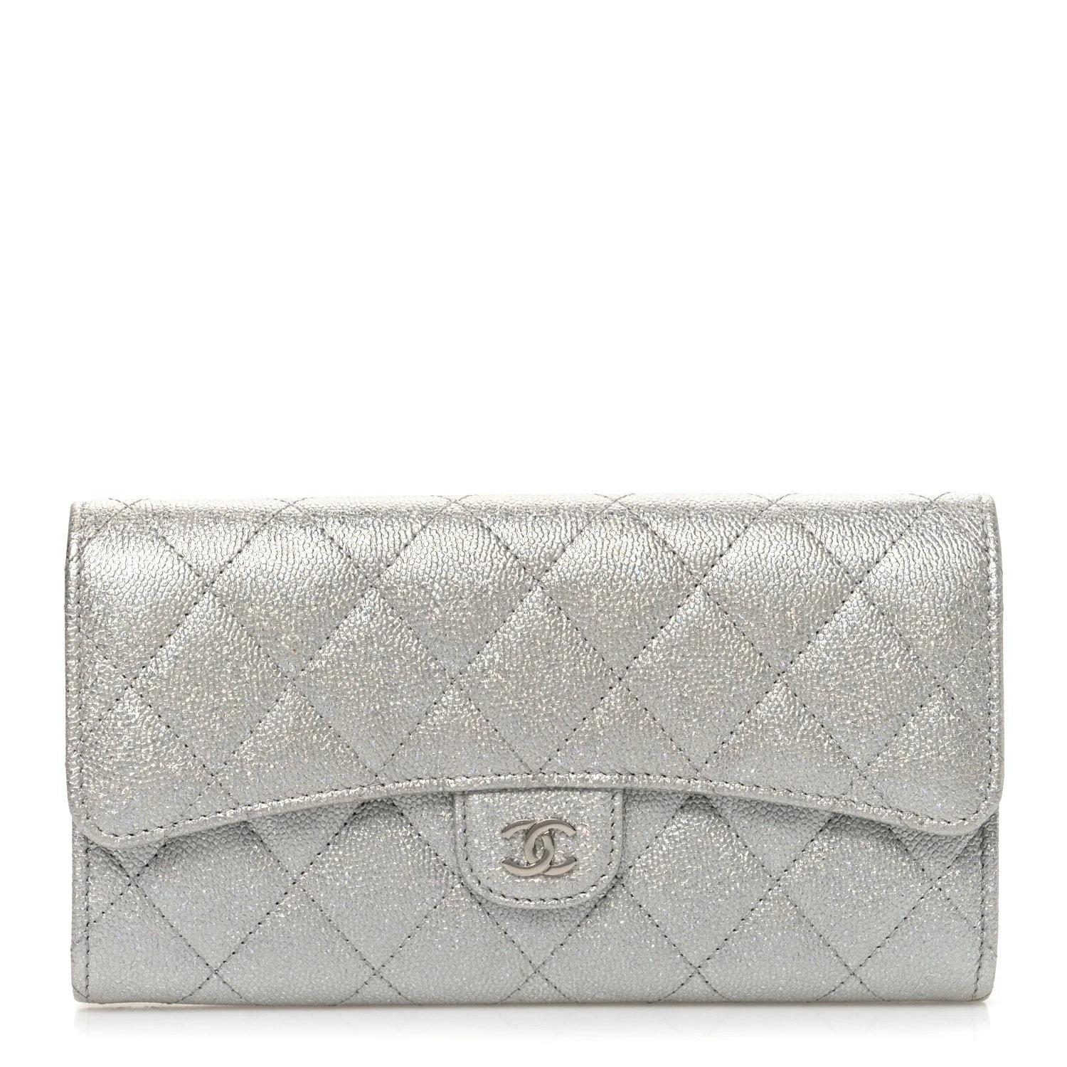 Chanel — Glittered Metallic Large Flap Wallet — Accessory — resale