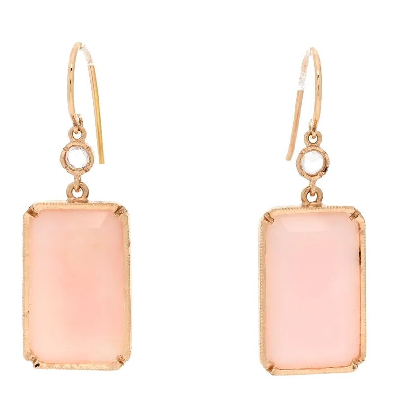 Irene Neuwirth — 18K Rose Gold Rectangular Drop Earrings — Jewelry — resale
