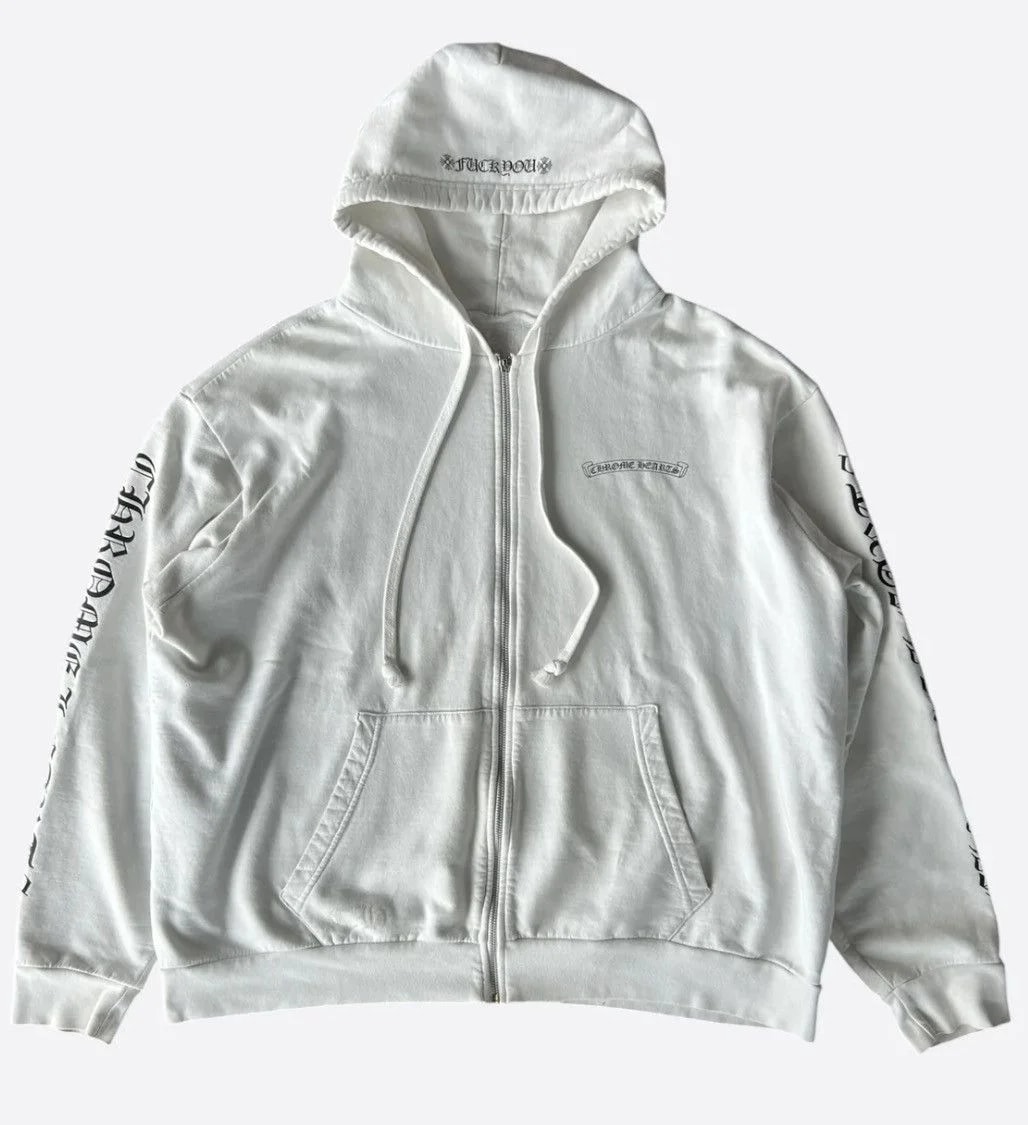 Chrome Hearts — Hearts & Scroll Logo Zip Up Hoodie — streetwear — resale