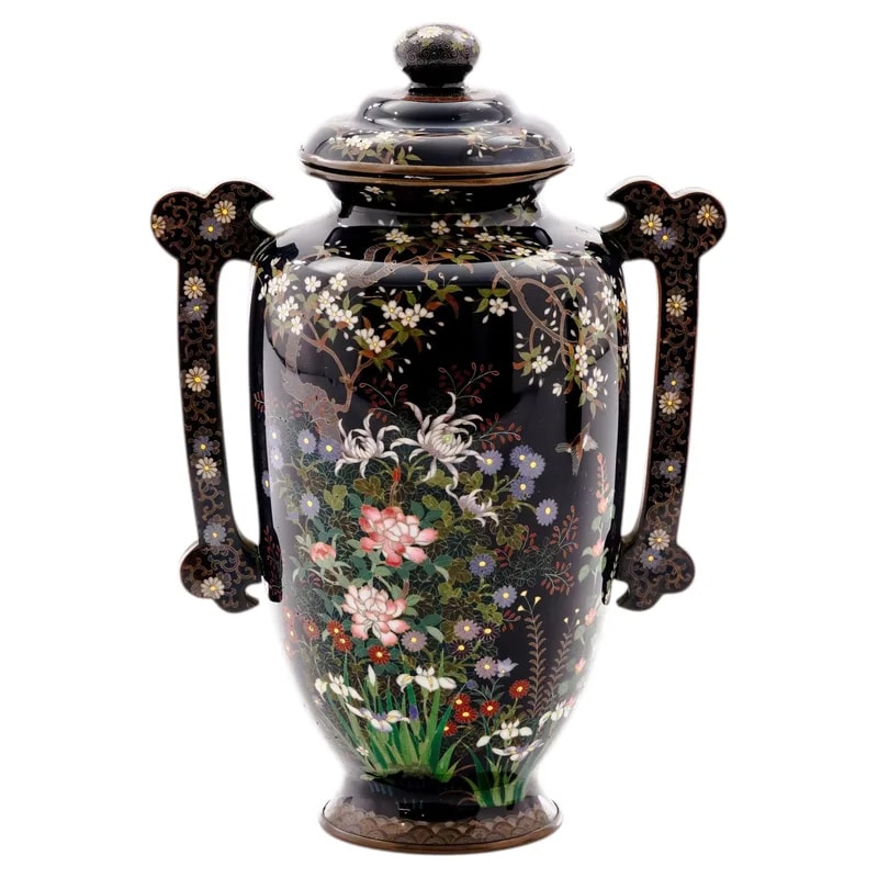 Important Meiji Period Japanese Cloisonne Enamel Covered Jar by Miwa Tomisaburo — Furniture — resale