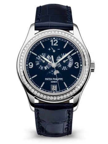 Worldofluxuryus — Patek Philippe Complications Annual Calendar Moonphase 18k White Gold & Diamonds — Watch — resale