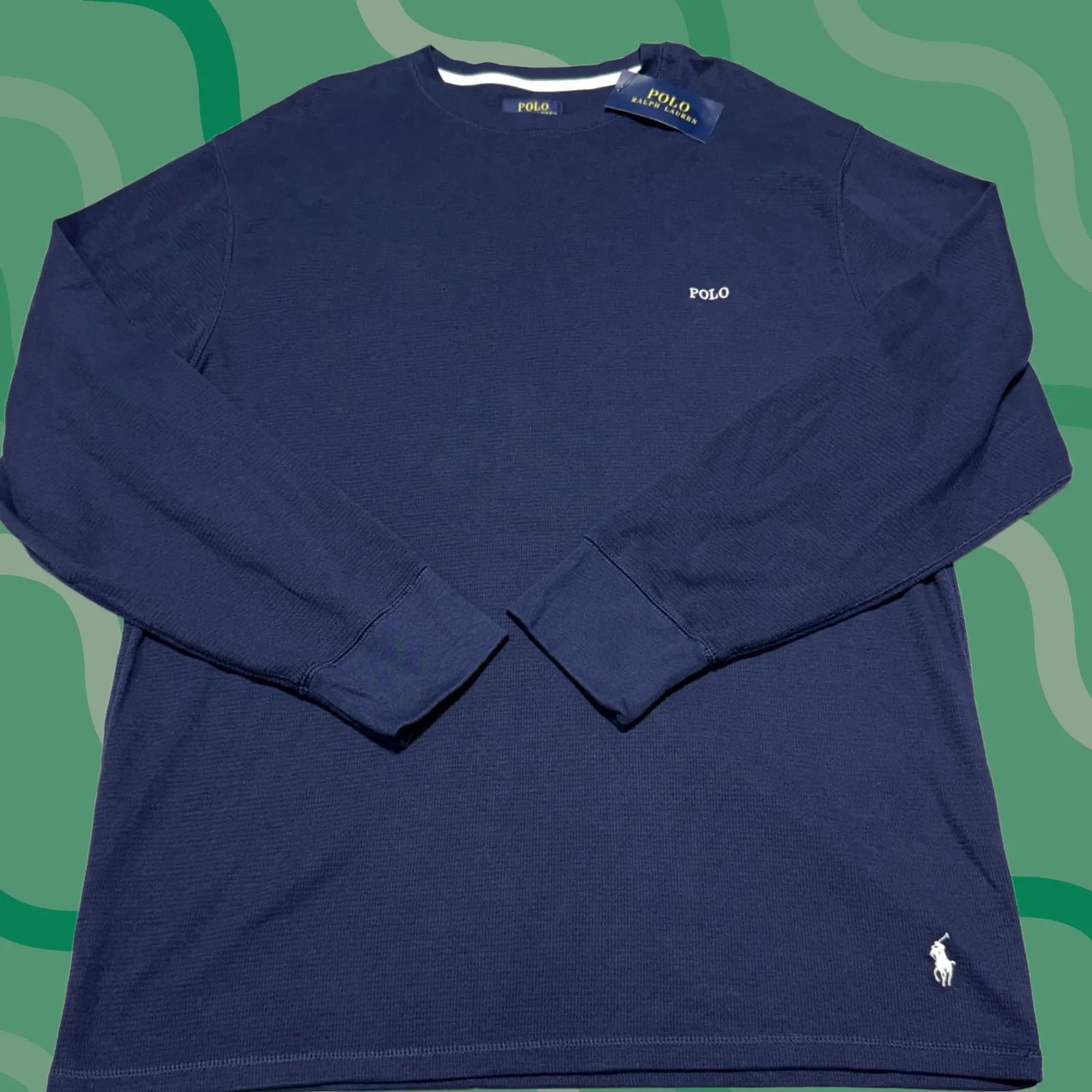 Polo Ralph Lauren — Polo Ralph Lauren Shirt Men 2XL Blue Sleepwear Thermal Knit Long Sleeve Crew Neck Pajama Top — streetwear — resale