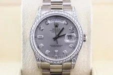 2004 Rolex Day-Date 118389 Rhodium Diamond Dial 18kt WG President W Papers 36mm 2
