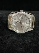 2004 Rolex Day-Date 118389 Rhodium Diamond Dial 18kt WG President W Papers 36mm 4