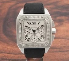 Cartier Santos 100 XL Chronograph White Roman Steel W20090X8 2740 2