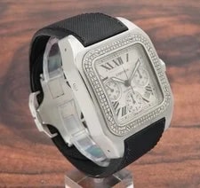 Cartier Santos 100 XL Chronograph White Roman Steel W20090X8 2740 3