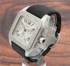Cartier Santos 100 XL Chronograph White Roman Steel W20090X8 2740 4