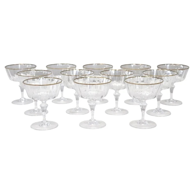 Nason and Moretti — 12 Murano Blown Glass Champagne Glasses By Nason & Moretti With Original Label — Furniture — resale