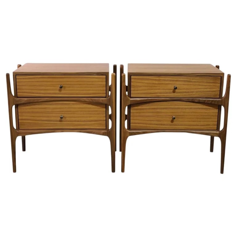 Pair of Mid Century Modern Exoskeleton 2 Drawer Nightstands — Furniture — resale