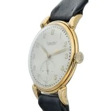IWC 18k Gold Silver Arabic Dial 36 Mm Leather Manual Wind 2