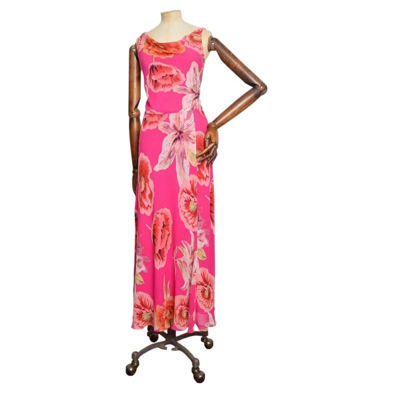 2000’s Floral Print Cowl Neck Backless Evening Dress — Clothing — resale
