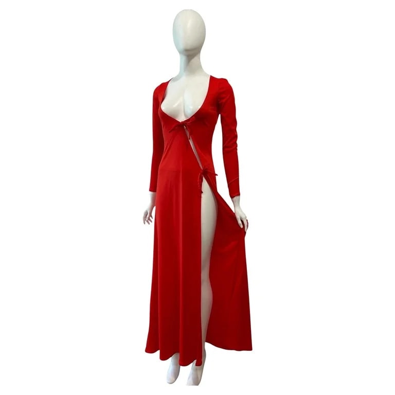 John Kloss — 1970s John Kloss Dress With Slash and High Slit — Clothing — resale