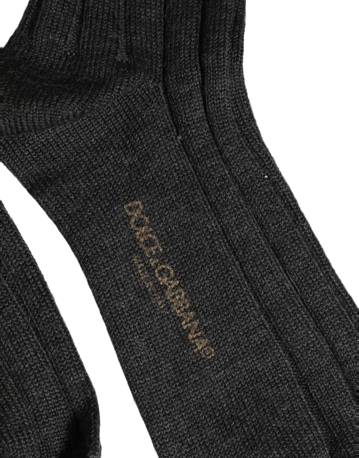 Dolce & Gabbana — Dolce & Gabbana Dark Logo Calf Long Ribbed Accessory Socks — Accessory — resale