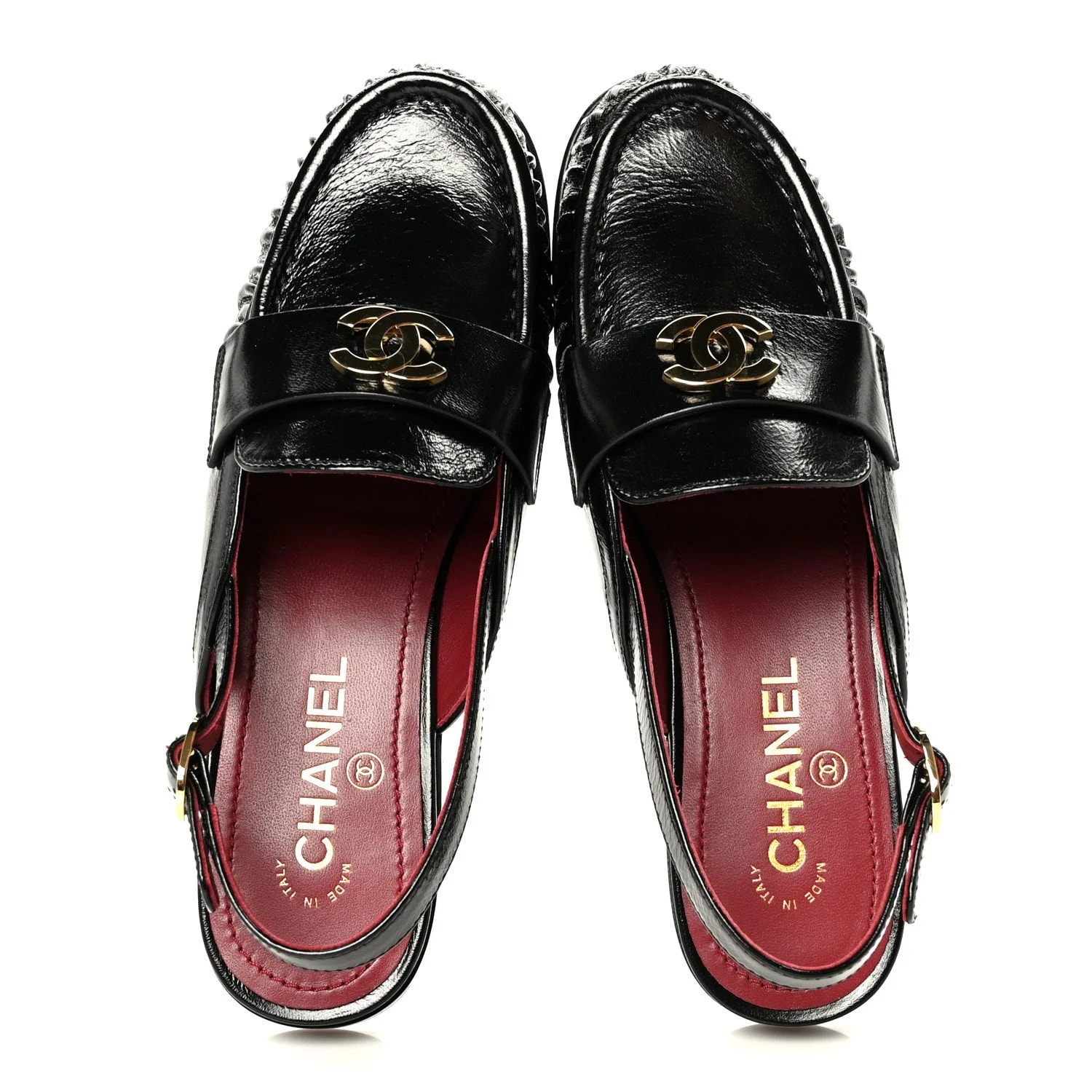 Crumpled Shiny CC Slingback Mocassin 38.5 4