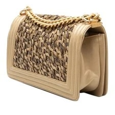 Chanel Old Medium Braided Metallic Boy Flap Crossbody Light 2