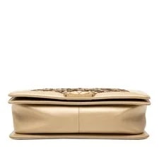 Chanel Old Medium Braided Metallic Boy Flap Crossbody Light 3