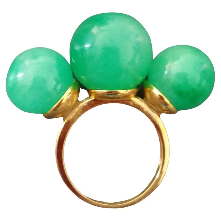 Tutti Frutti Jewellery — Three Round Plain Burma Beads 14K Yellow Gold Cocktail — Jewelry — resale