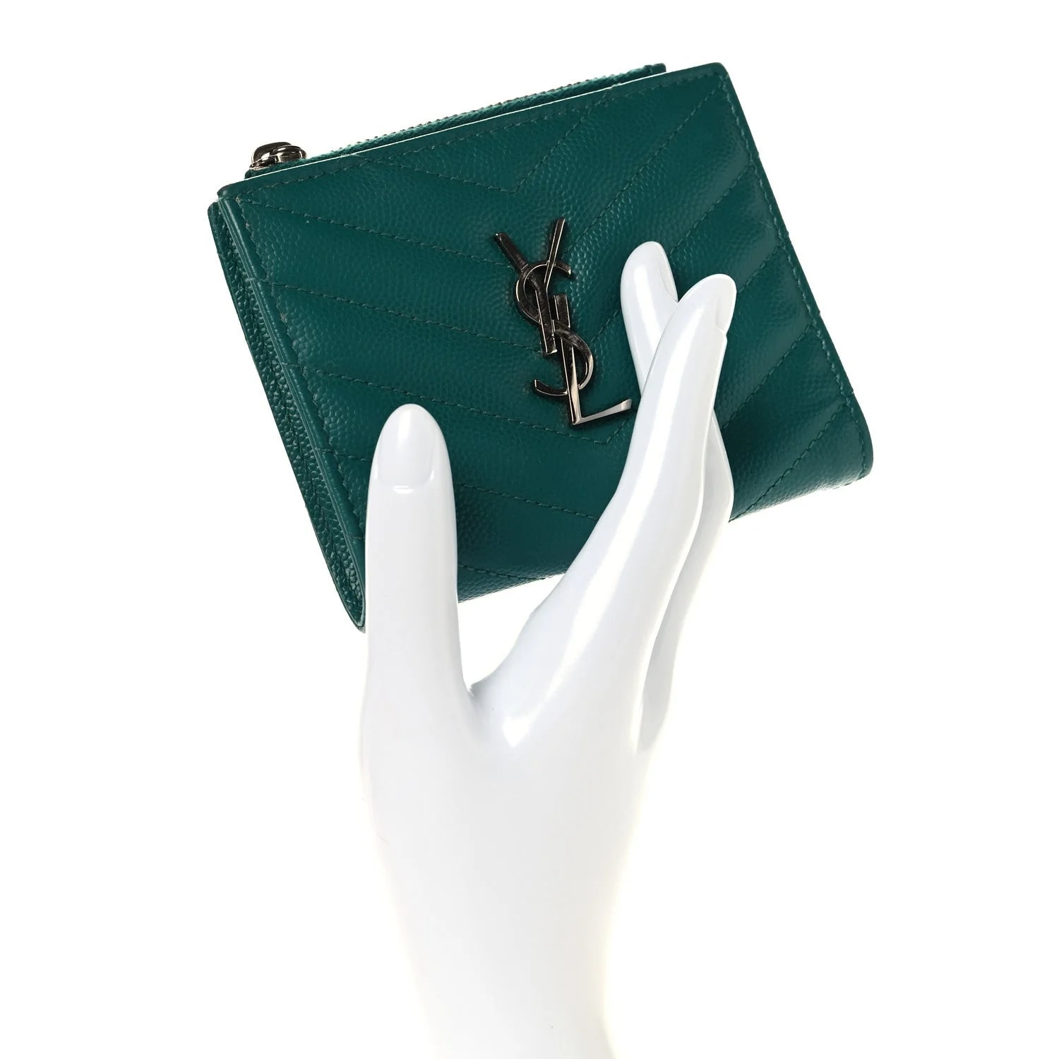 Grain de Poudre Chevron Zipped Card Case Malachite 2