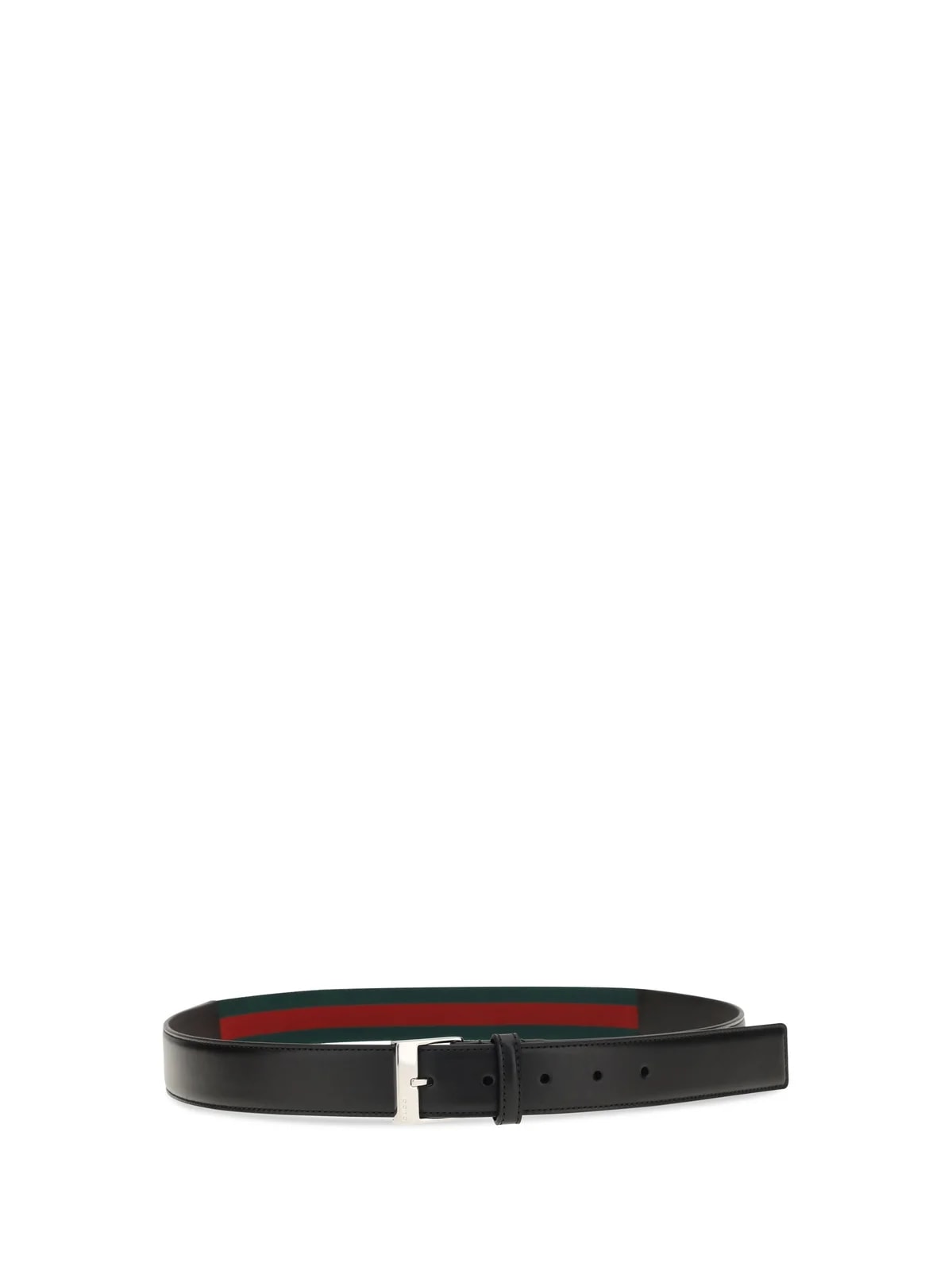 Gucci Square-Buckle Web Stripe Belt — 2