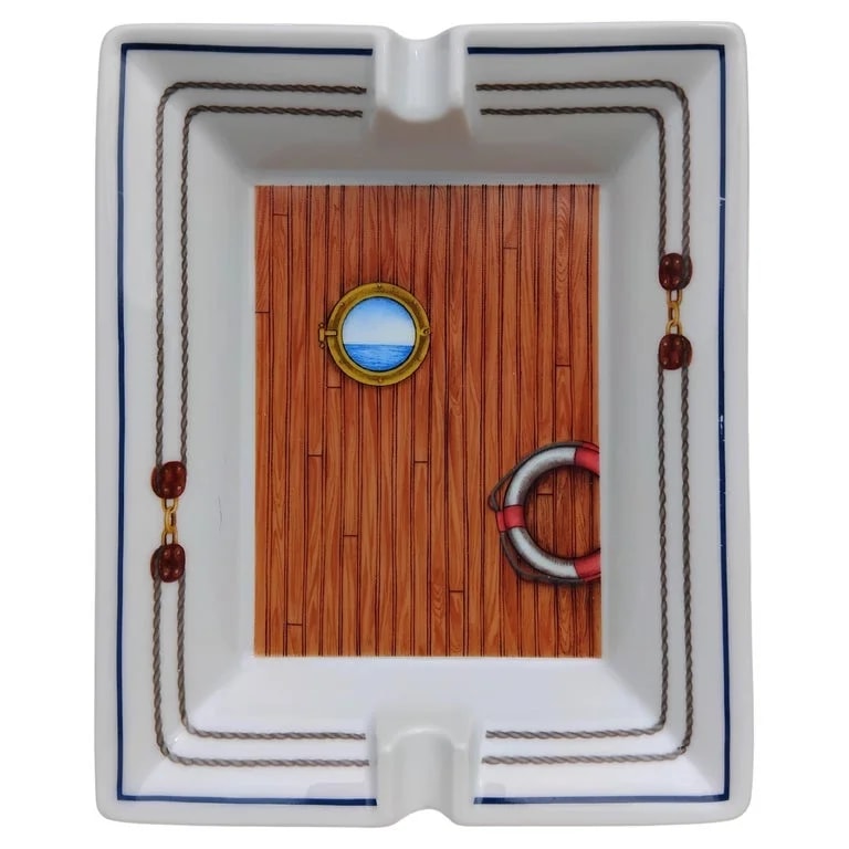 Hermès — Hermès Porcelain Cigar Ashtay Change Tray Yacht Porthole Boat Navy Theme — decorative_object — resale