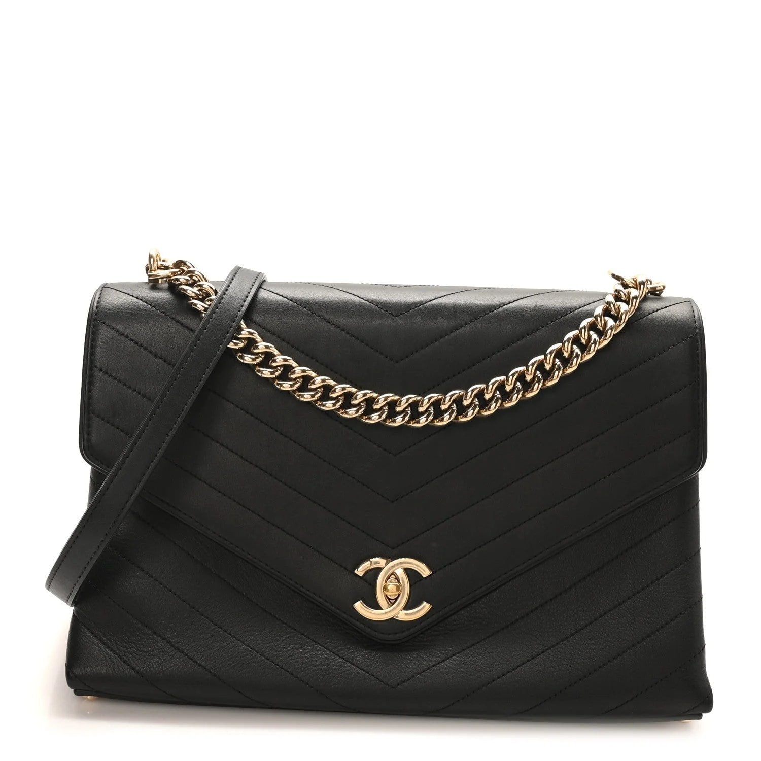 Chanel — Chevron Stitched Large Envelope Flap — Handbag — resale
