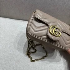 Gucci Matelasse Super Mini GG Marmont Porcelain 2