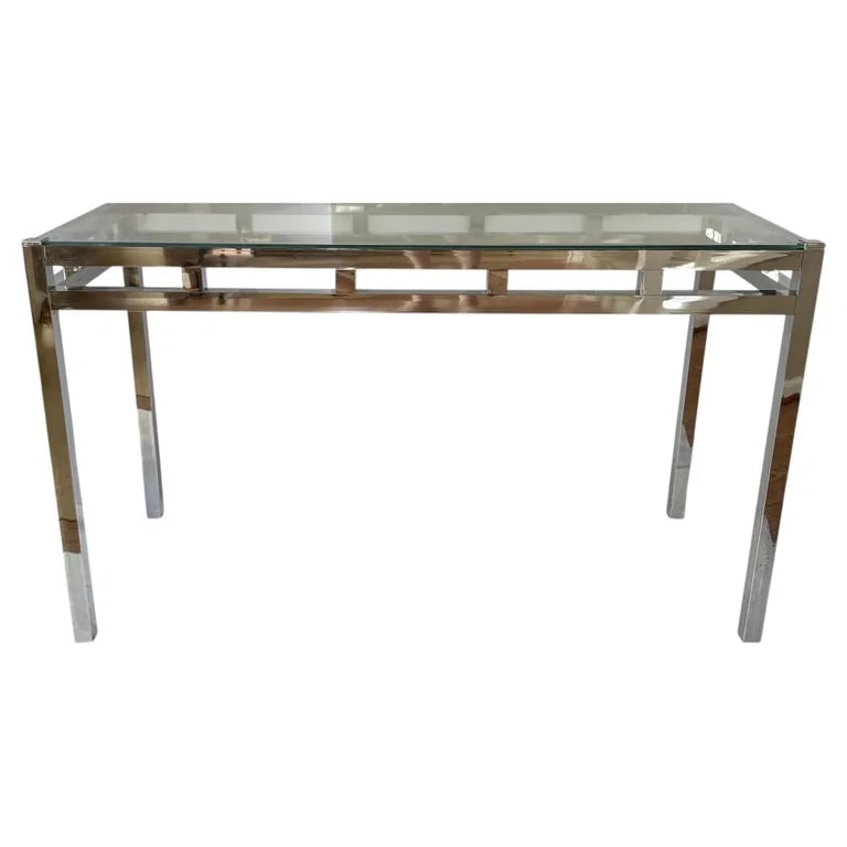 Willy Rizzo — Mid Century Modern Willy Rizzo Style Chrome and Glass Console , 1970's — Furniture — resale