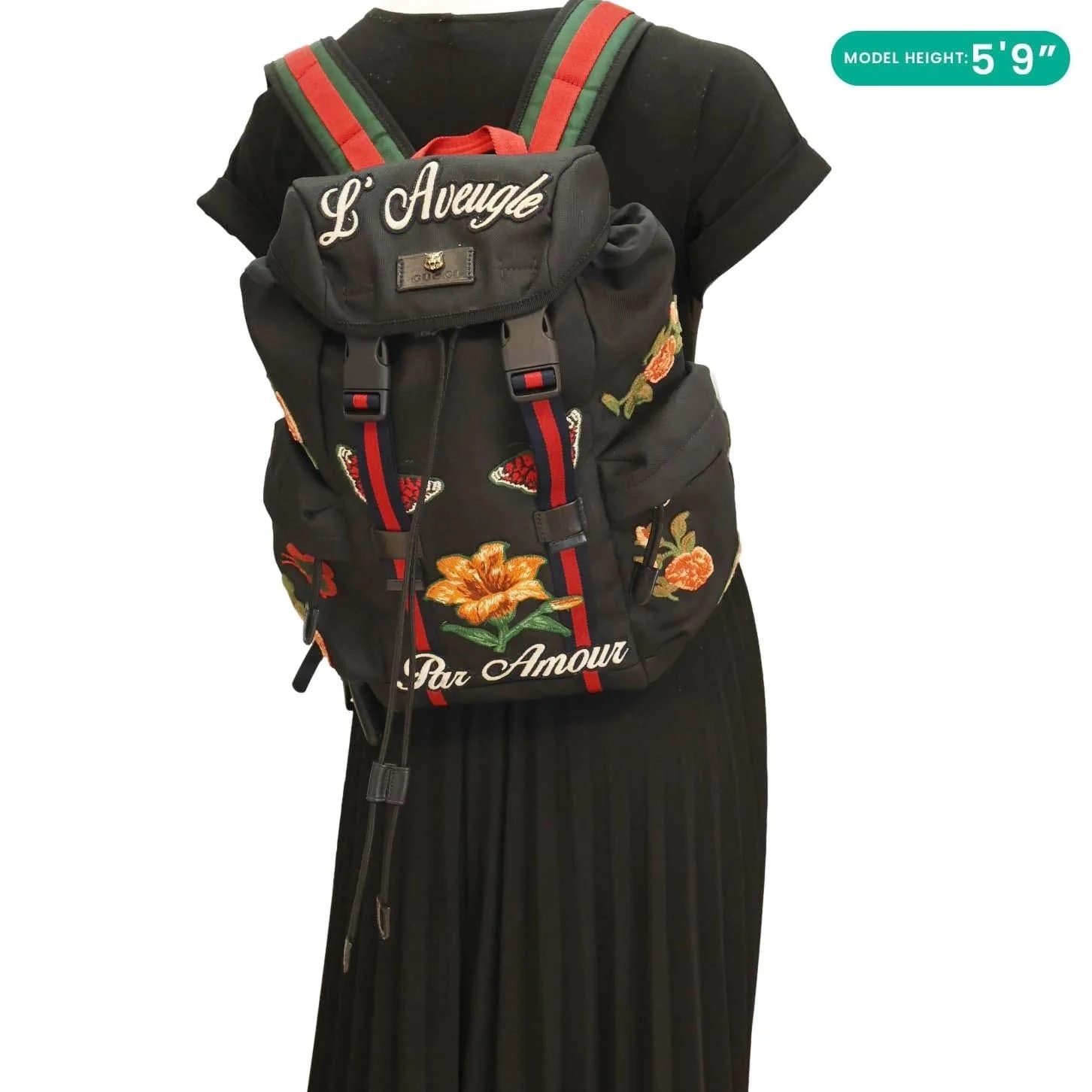 Gucci L'Aveugle Par Amour Embroidered Techno Web Backpack 478327 2