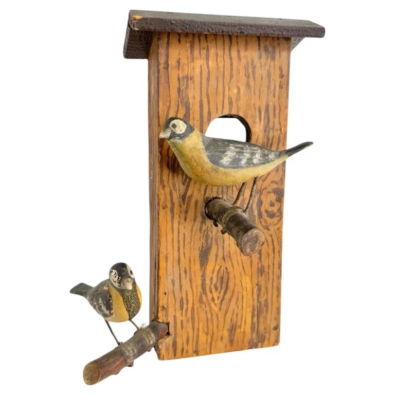 Viechtauer — Two Bird Nesting Box Viechtauer Hand Carved Wood Black Forest Folk Art Austria — Furniture — resale