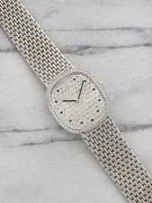 1980s Audemars Piguet Ellipse 18K WG Diamond Pave Etched Sun Manual 29mm 2