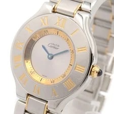 Cartier Must21 LM W10072R6 Quartz Gold Plated SS 3
