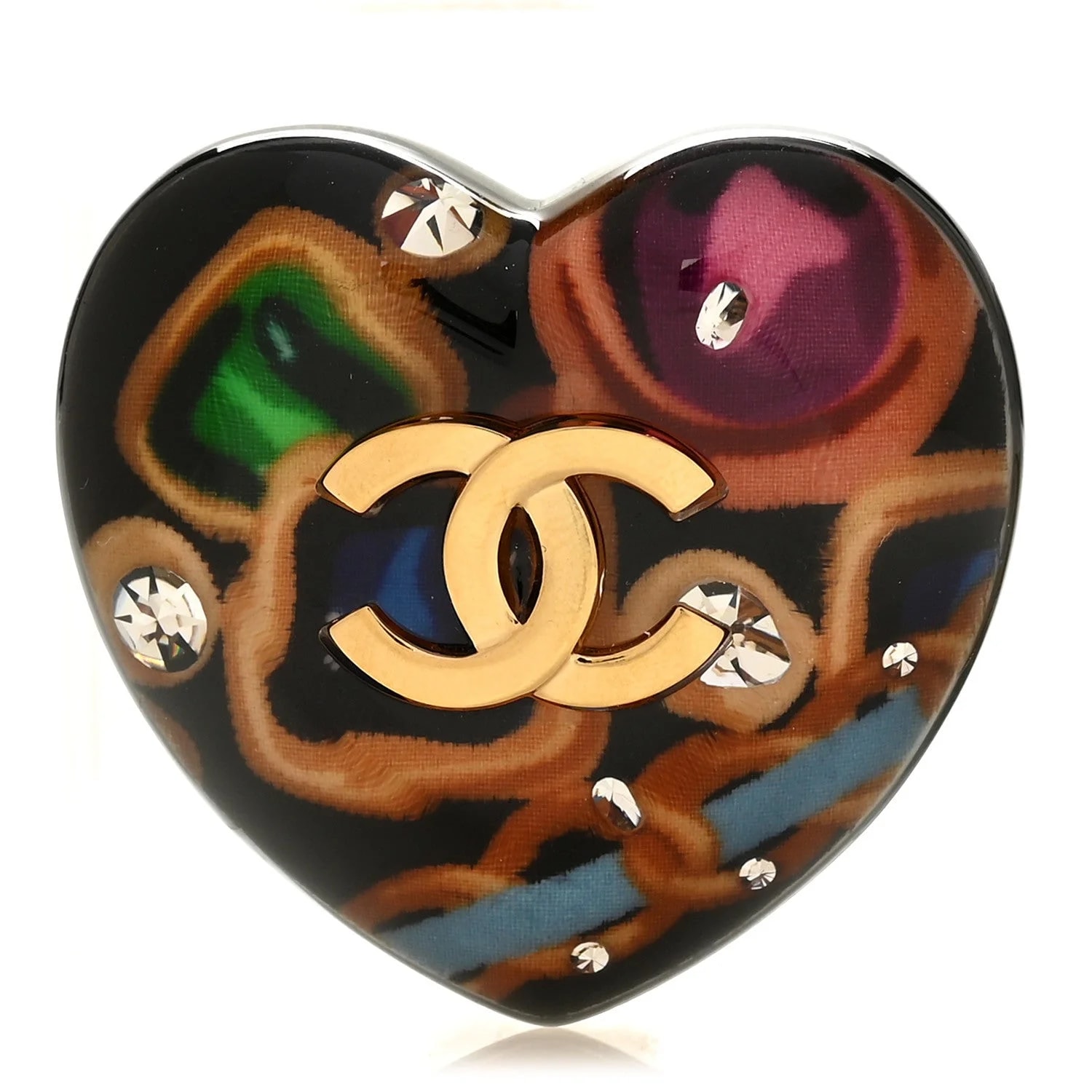 Chanel — Resin CC Heart Brooch — Accessory — resale
