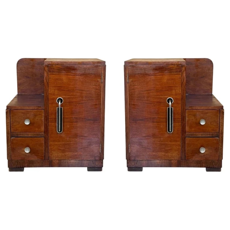 Pair of Art Deco Bedside Cabinets in Veneer — Furniture — resale