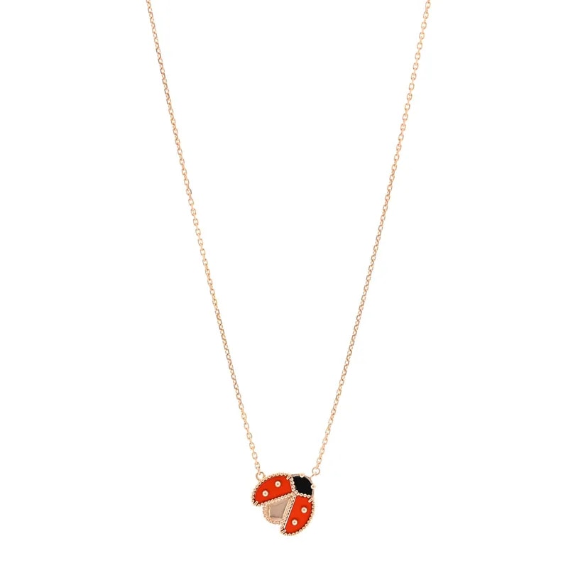 Van Cleef & Arpels — 18K Rose Gold Carnelian Lucky Spring Open Wings Lady Bug — Jewelry — resale